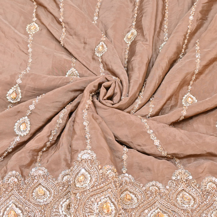 Mocha Brown Fabric with Zari, Cutdana & Sequins Embroidery