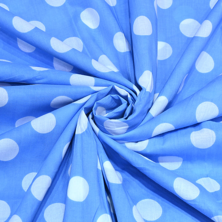Premium Cotton Polka Dot Printed Fabric - Soft Breathable Designer Cotton Fabric - 000350-1a