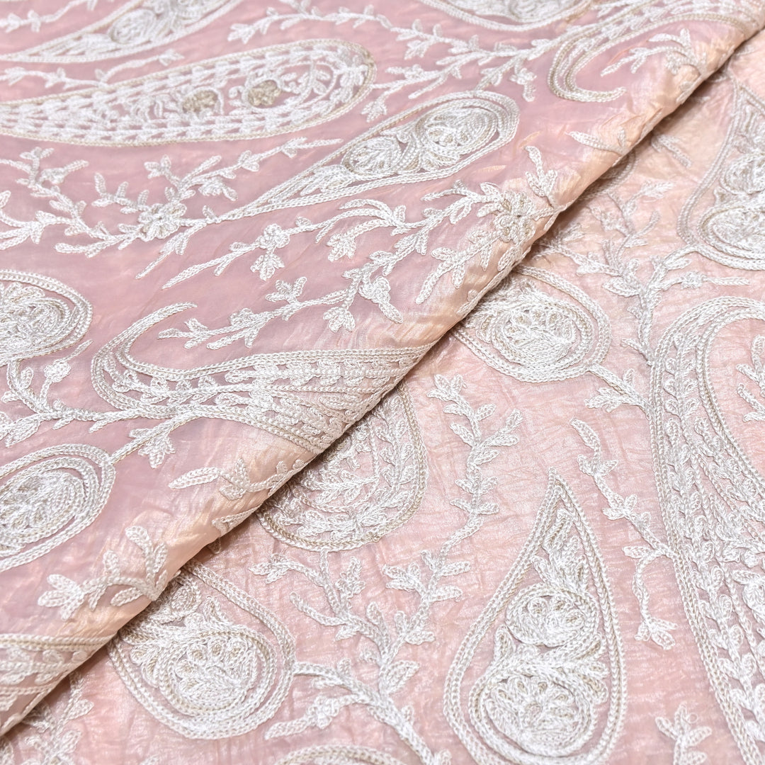 Fendi Organza Thread Embroidery Fabric – Elegant Designer Party Wear Fabric - F81399 - 02