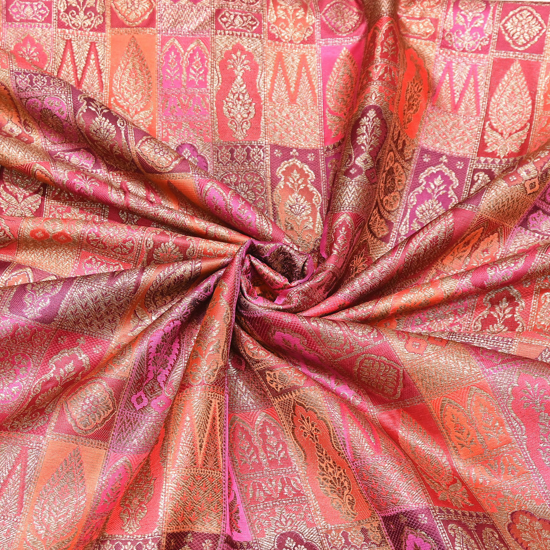 Multi Rangoli Brocade Fabric – Premium Zari Woven Designer Brocade Fabric 001006-A16