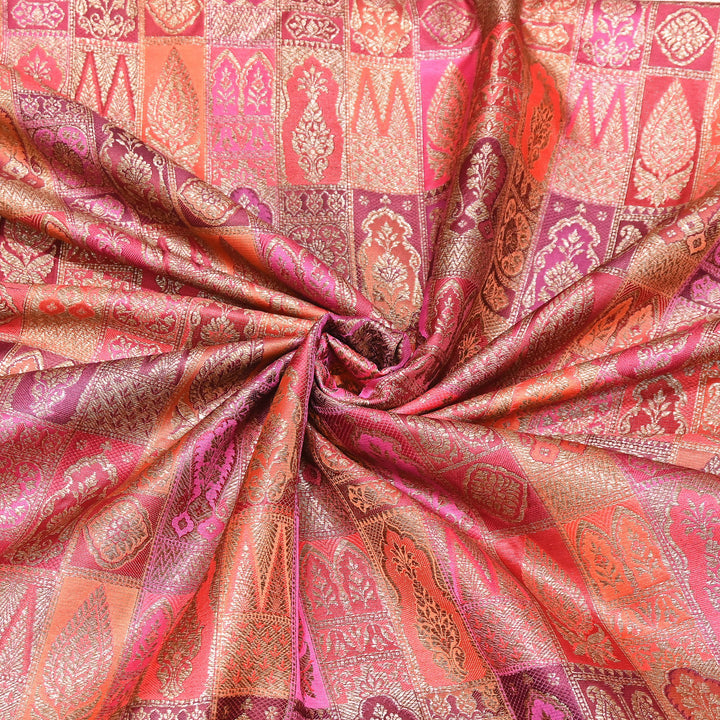 Multi Rangoli Brocade Fabric – Premium Zari Woven Designer Brocade Fabric 001006-A16