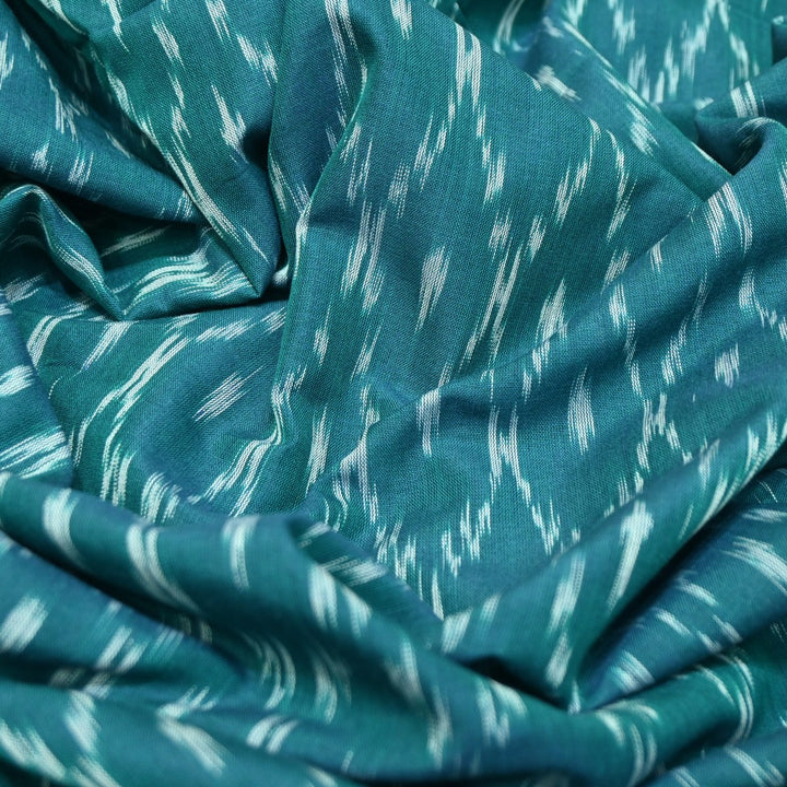 Greenish Blue Pure Ikkat Print Fabric-VH0065-10