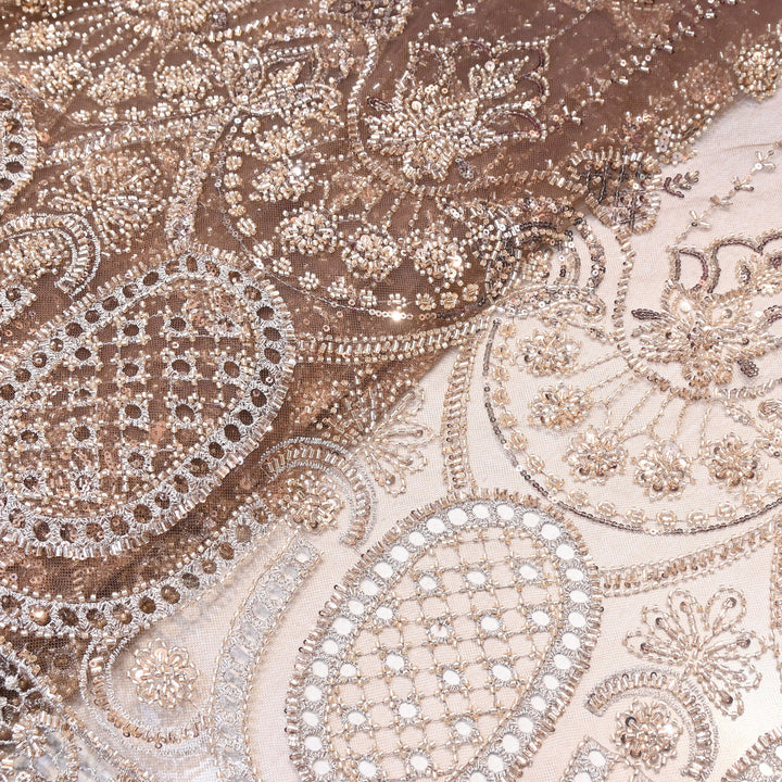 Premium Imported Heavy Beaded & Sequin Embroidery Net Fabric- 8828238-02