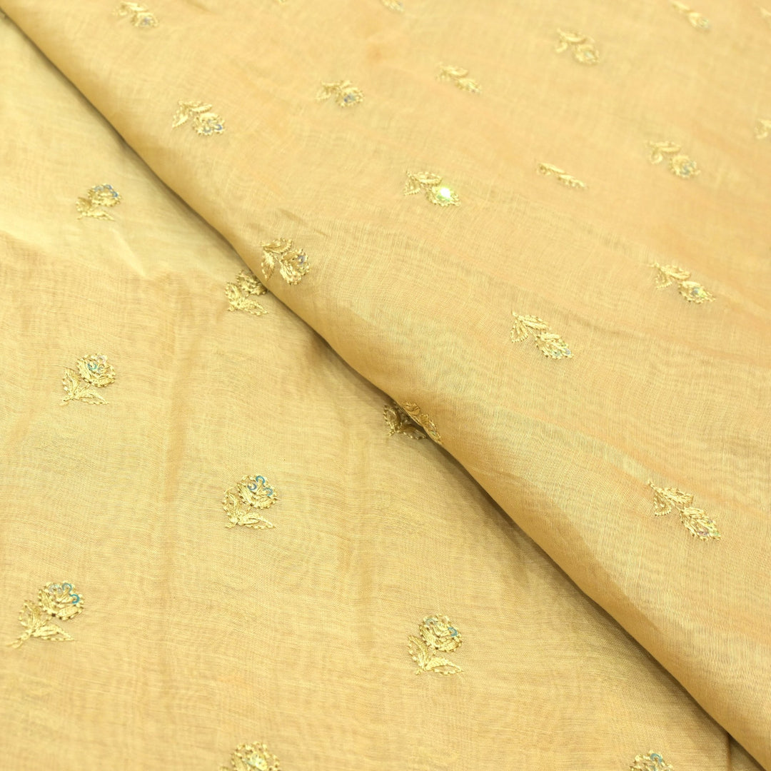 Dyed Cotton Chanderi Foil Embroidery Fabric