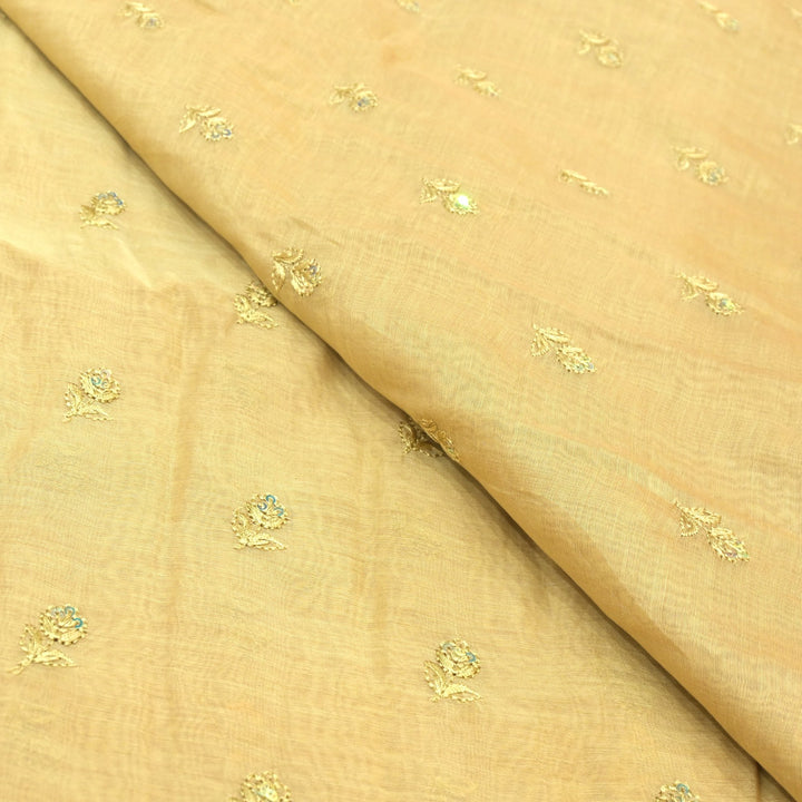 Dyed Cotton Chanderi Foil Embroidery Fabric