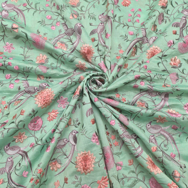 Silk Chanderi Multi Thread Embroidery Fabrics