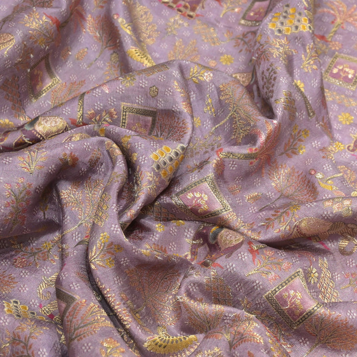 Dola Silk Position Print Zari Jacquard Fabrics