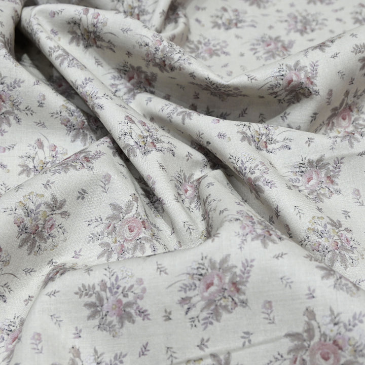 Old White Italian Lawn Print Fabric