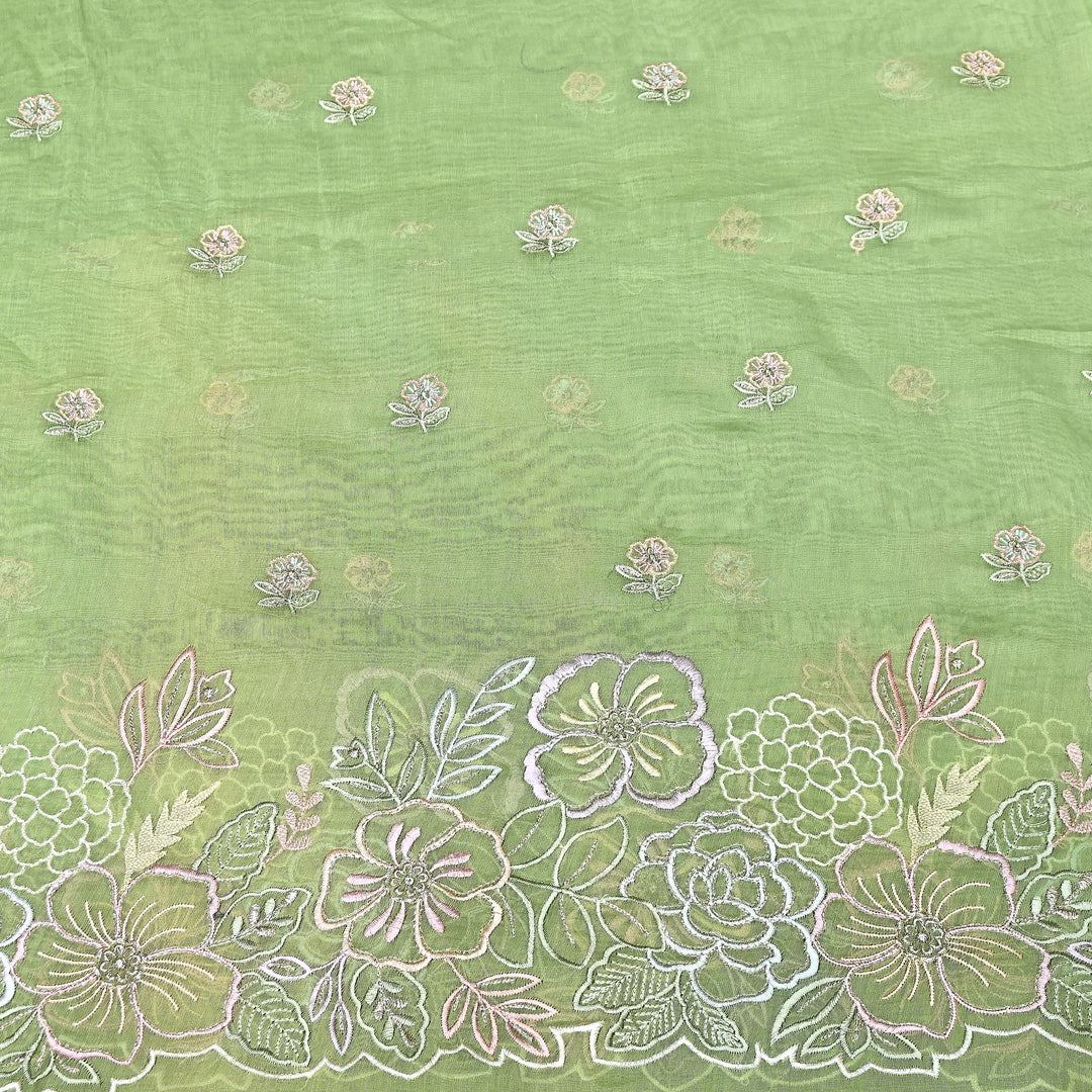 Mul Chanderi Floral Thread & Zari Embroidery Fabric – Designer Summer Fabric HC0041-4