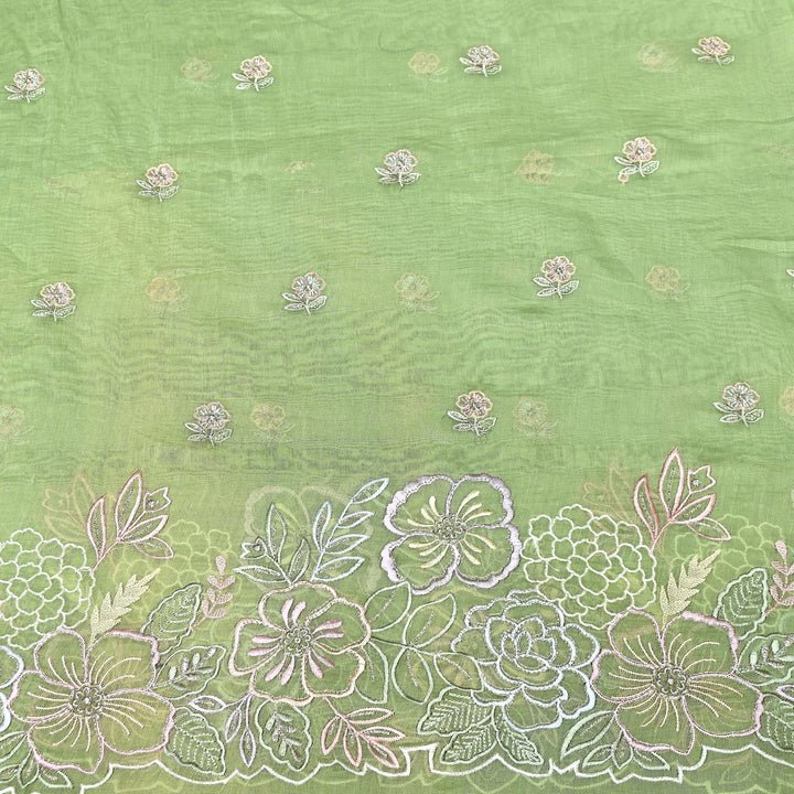 Mul Chanderi Floral Thread & Zari Embroidery Fabric – Designer Summer Fabric HC0041-4