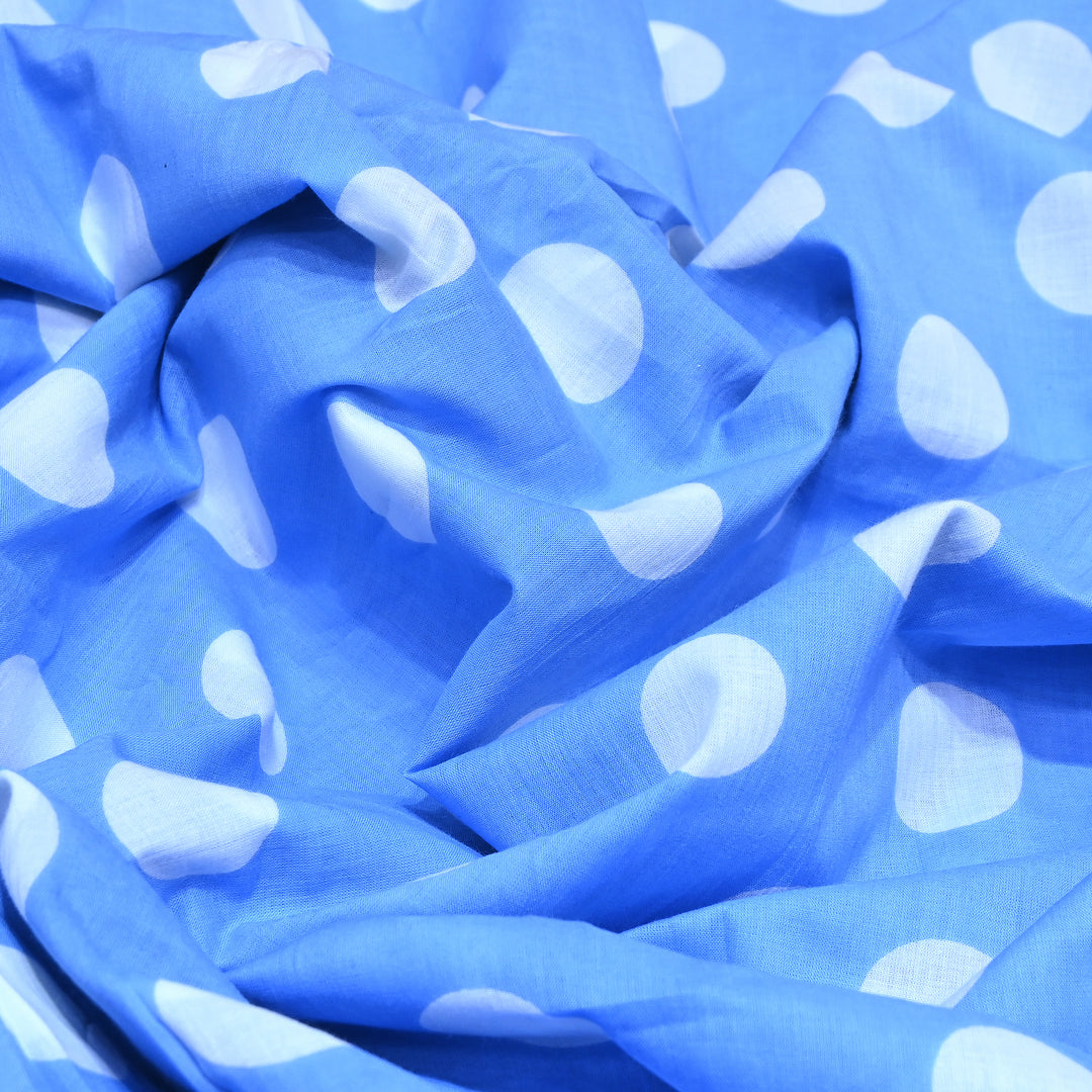 Premium Cotton Polka Dot Printed Fabric - Soft Breathable Designer Cotton Fabric - 000350-1a