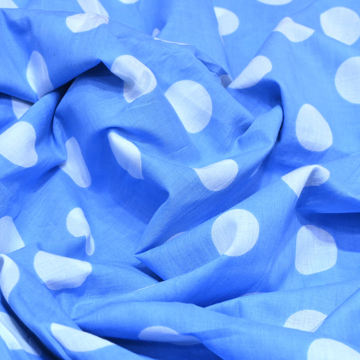 Premium Cotton Polka Dot Printed Fabric - Soft Breathable Designer Cotton Fabric - 000350-1a