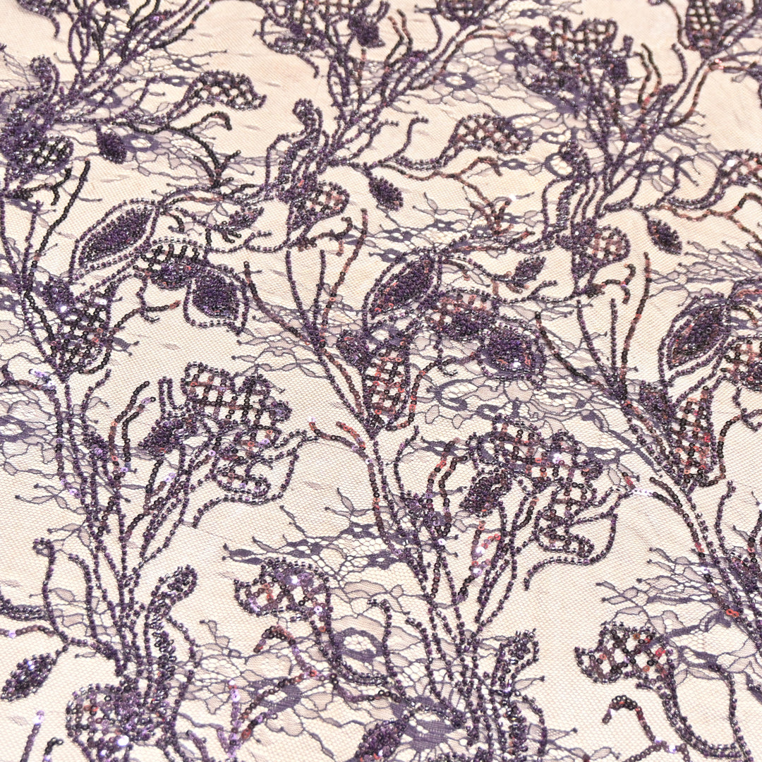 Beautiful Imported Net Cut Dana & Sequins Embroidery Designer Fabric EB1533-2