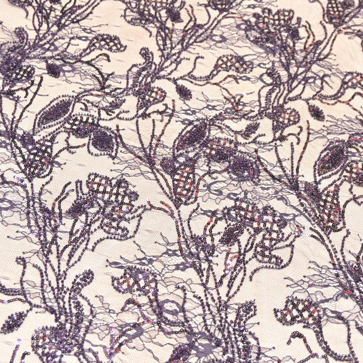 Beautiful Imported Net Cut Dana & Sequins Embroidery Designer Fabric EB1533-2
