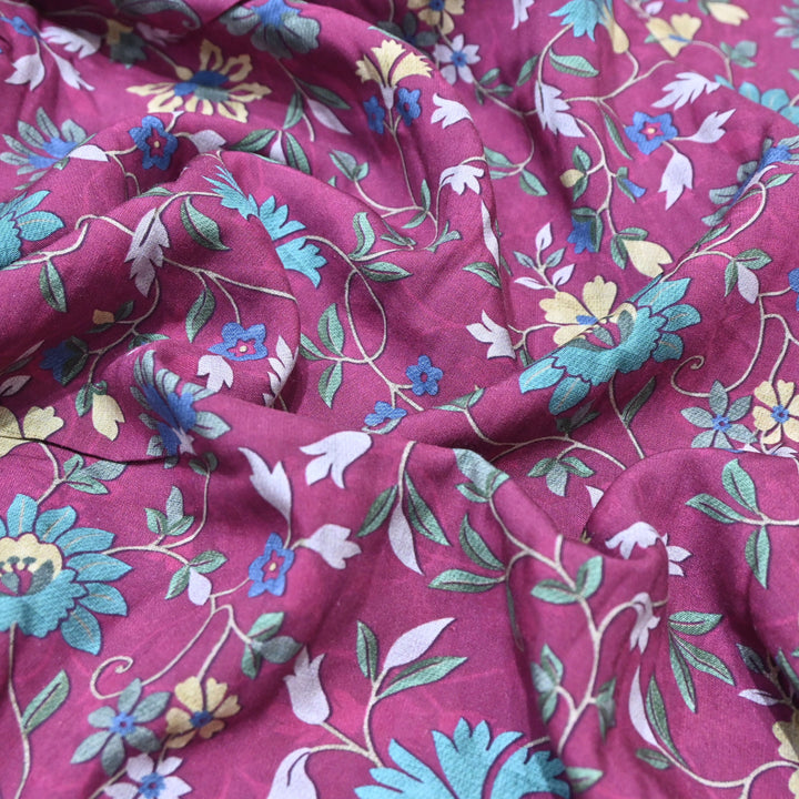 Plum Purple Omura Cotton Floral Vine Print