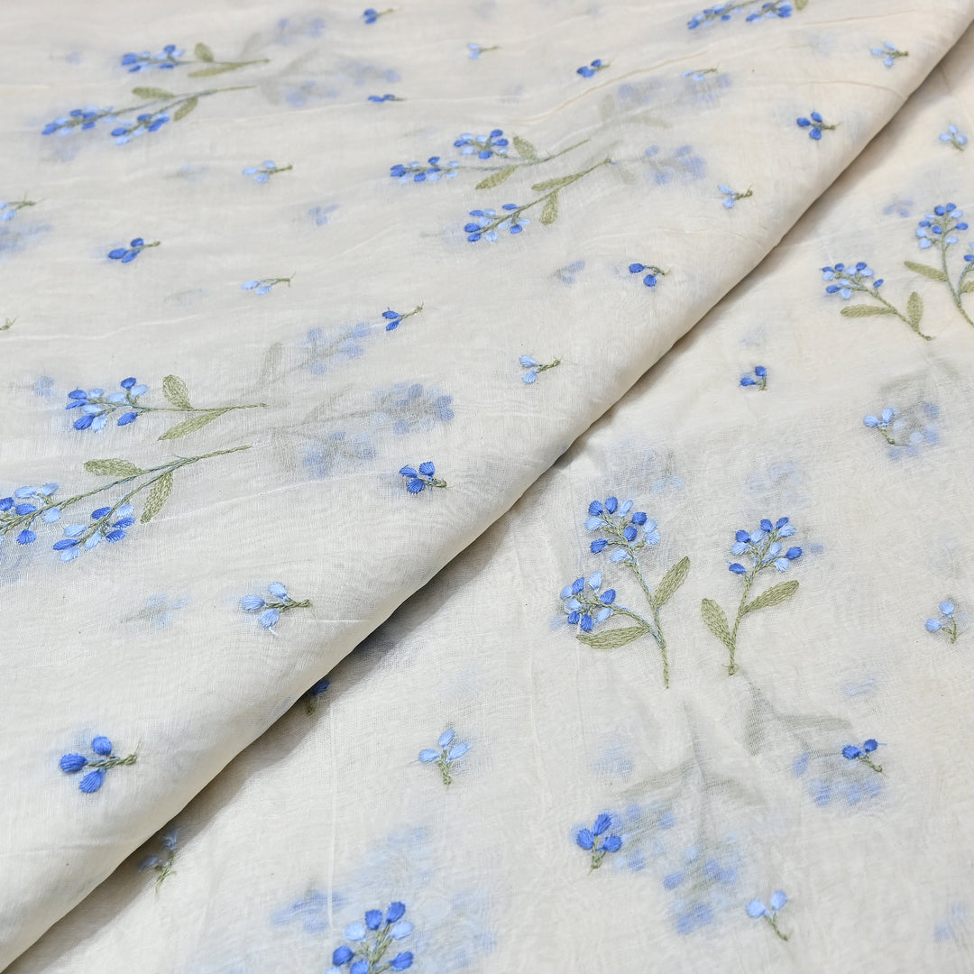 Dyeable Mul Chanderi Thread Embroidery Fabric – Soft Summer Designer Fabric-MF8212-1