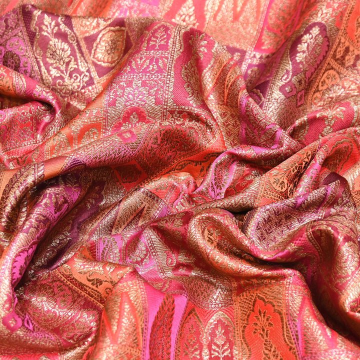 Multi Rangoli Brocade Fabric – Premium Zari Woven Designer Brocade Fabric 001006-A16