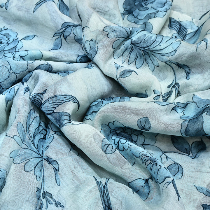 Mul Chanderi Digital Print Fabric - Soft Lightweight Designer Fabric GT0185-1I