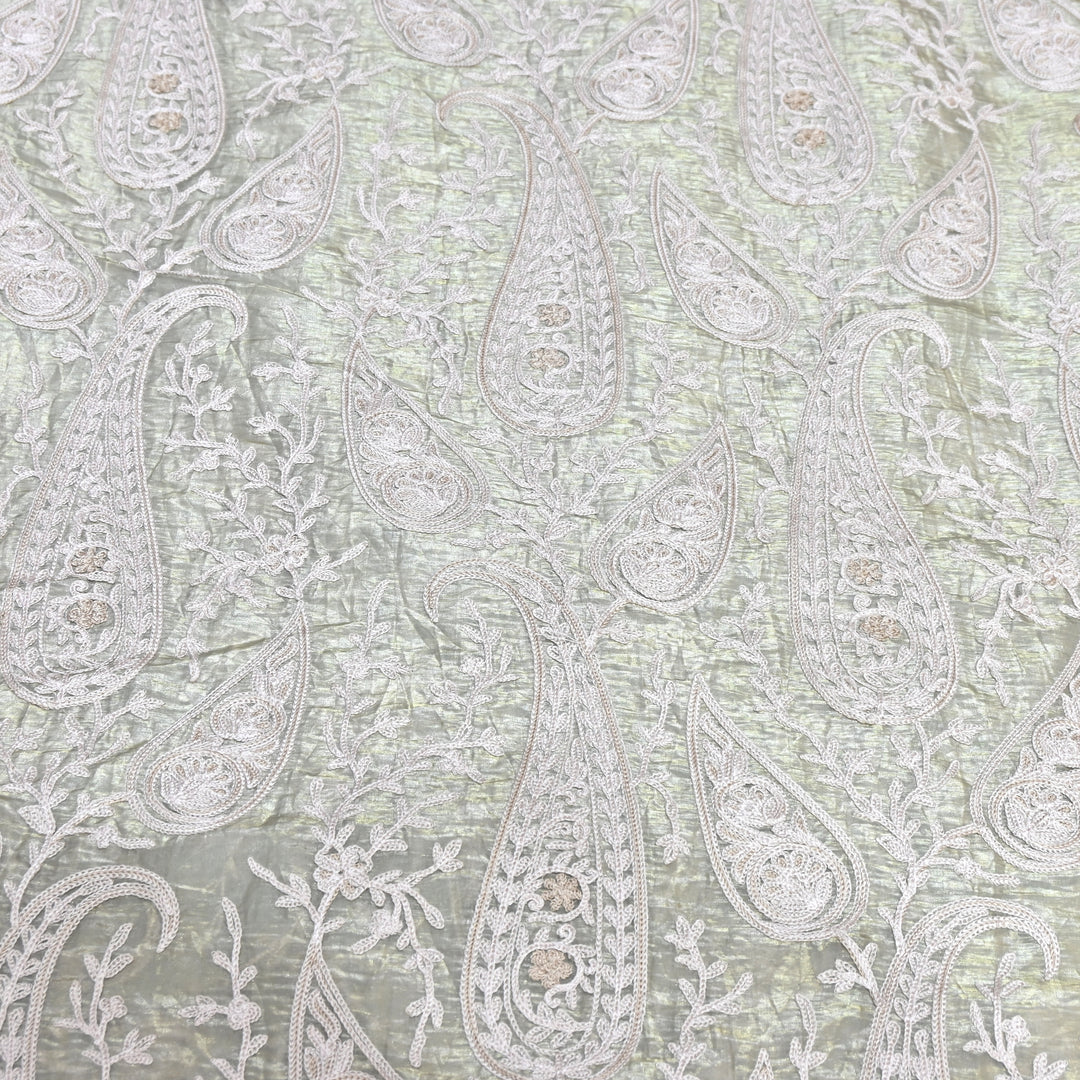 Fendi Organza Thread Embroidery Fabric – Elegant Designer Party Wear Fabric - F81399 - 03