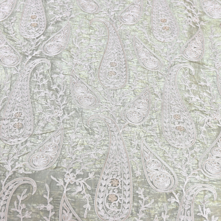 Fendi Organza Thread Embroidery Fabric – Elegant Designer Party Wear Fabric - F81399 - 03