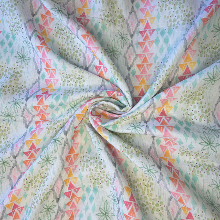 Vertically Abstract Printed Pure Linen Fabric