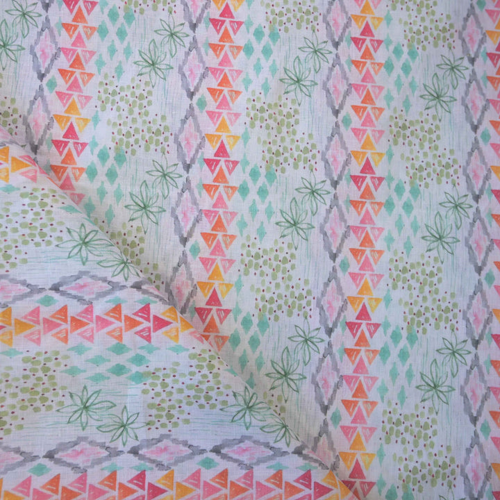 Vertically Abstract Printed Pure Linen Fabric