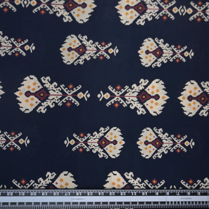 Indigo Blue Cotton Fabric in Traditional Print