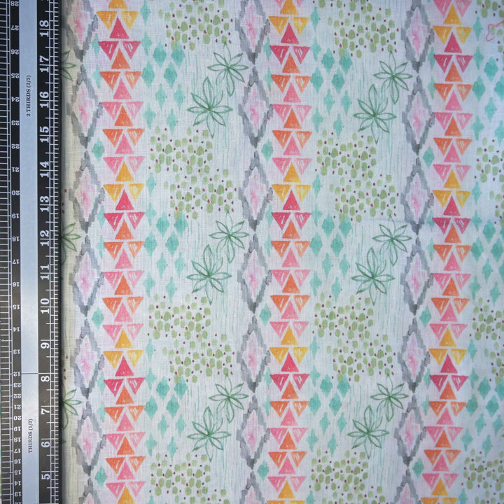 Vertically Abstract Printed Pure Linen Fabric