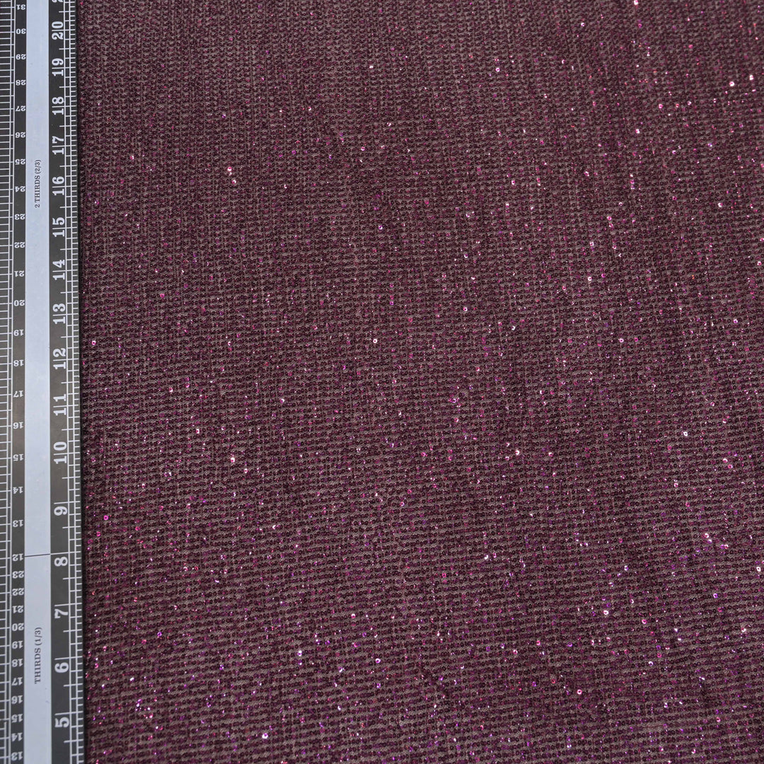 Burgundy Dubai Imported Net Fabric with Sequins Embroidery