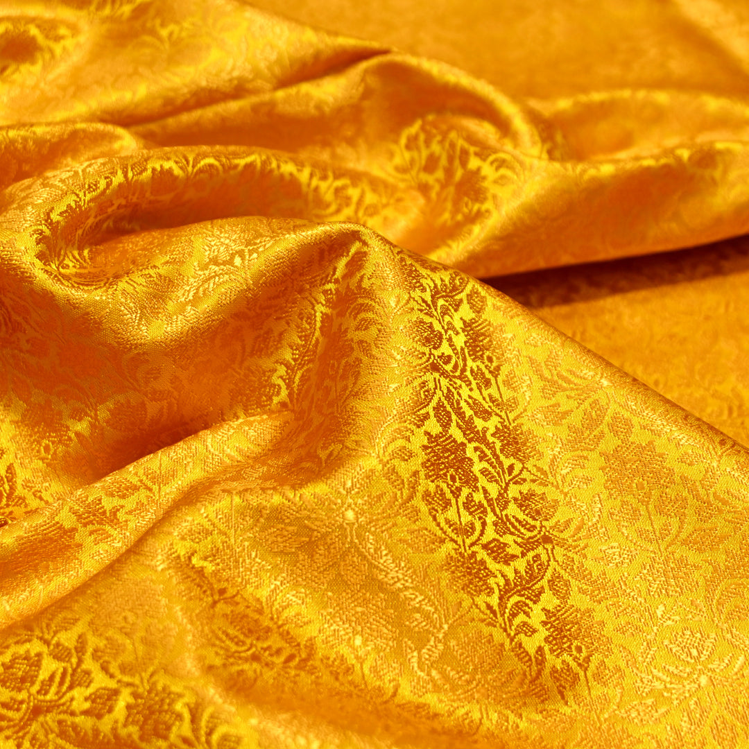 Mustard Yellow Tanchui Silk Brocade Fabric