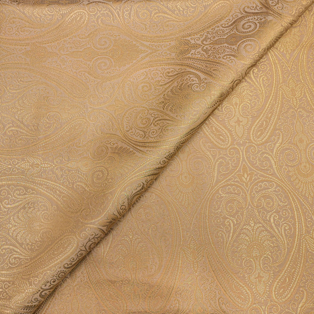 Golden Beige Brocade with Metallic fabric.| 100-23-111