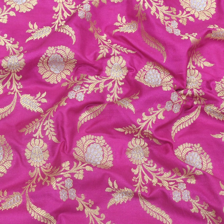 Neon Pink Colour Silk Brocade Fabrics