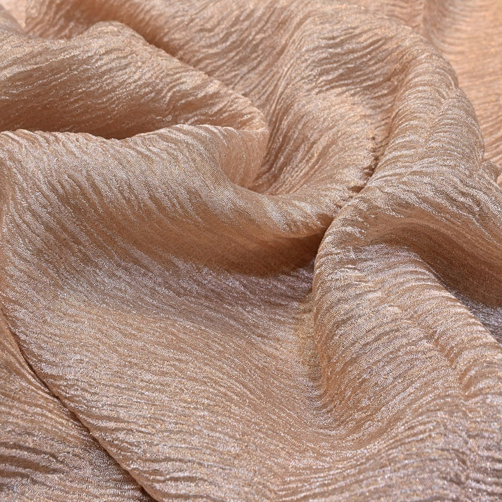 Pinkish Grey Premium Designer Dyed Crush Tissue Fabric with Glossy Finish