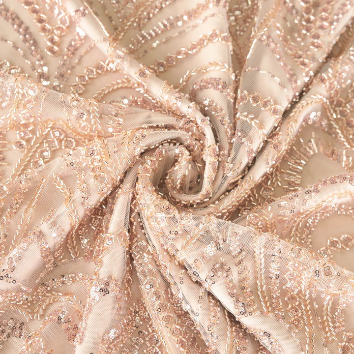 Baby Pink Imported Net Fabric with allover Zari & Cutdana Embroidery