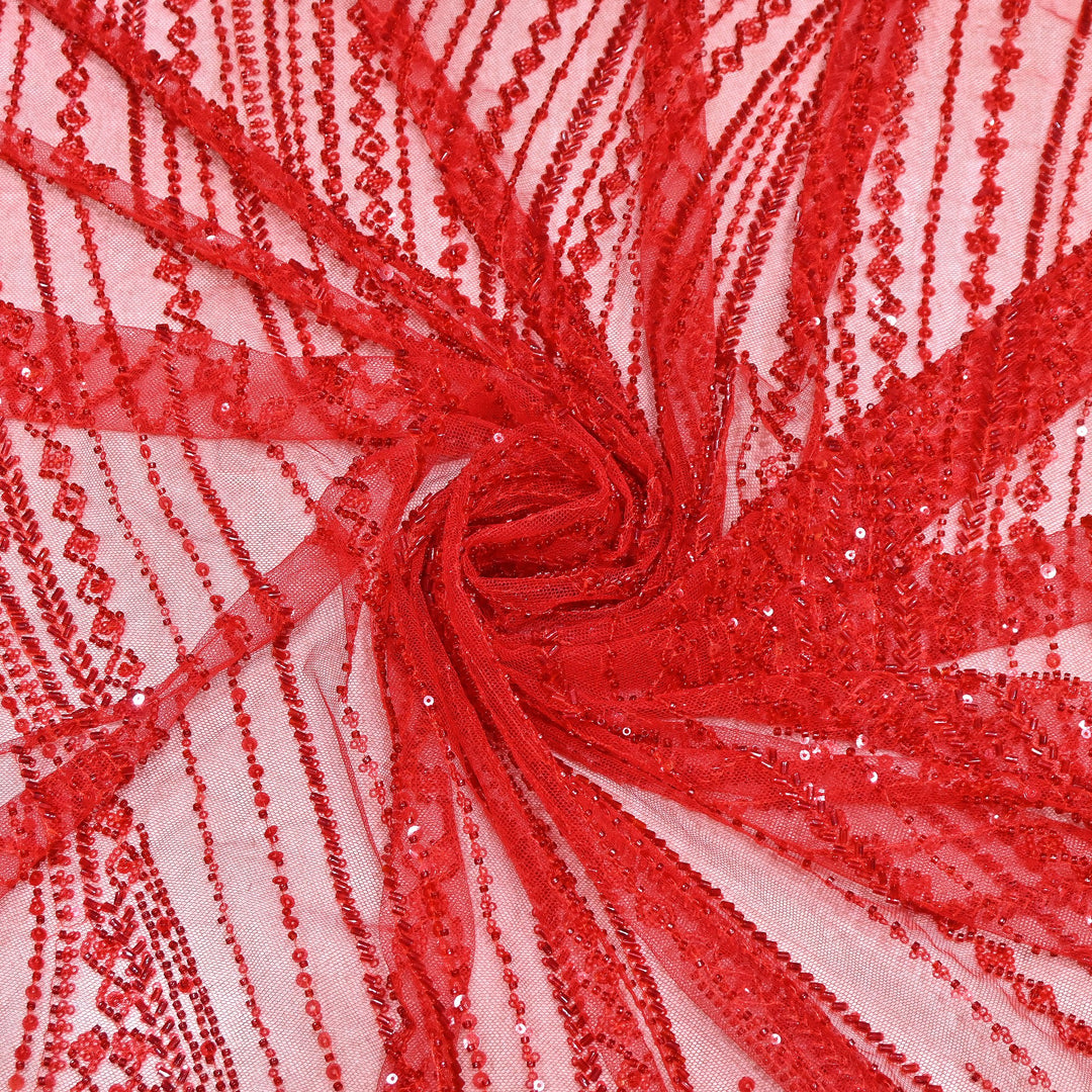 Luxury Imported Heavy Cut Dana & Sequins Embroidered Net Fabric– PCouture Designer Fabric 594343-2