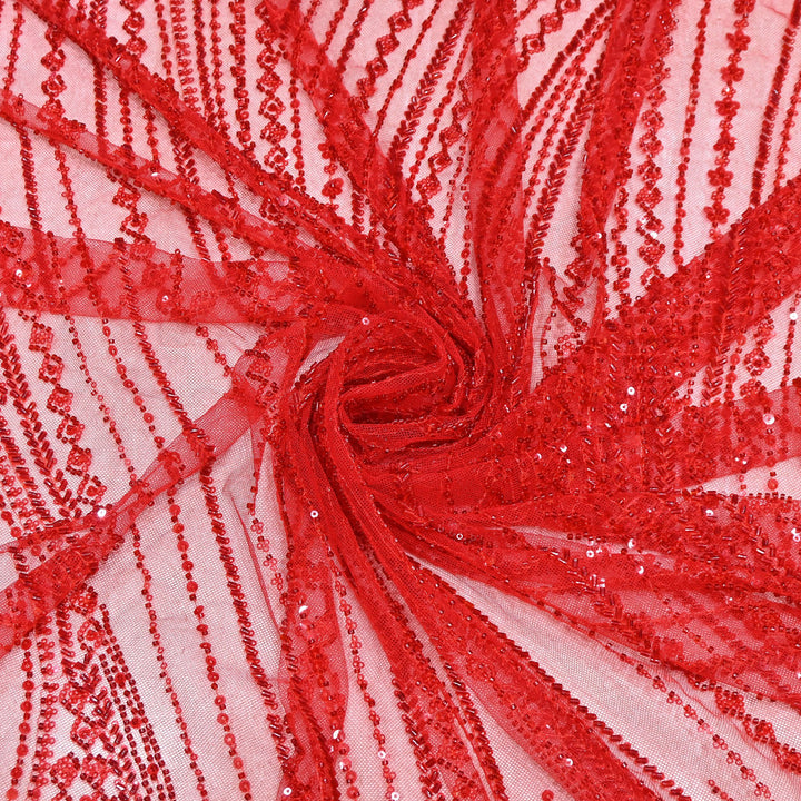 Luxury Imported Heavy Cut Dana & Sequins Embroidered Net Fabric– PCouture Designer Fabric 594343-2