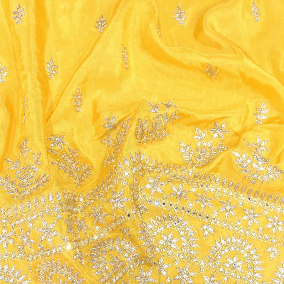 Tissue Zari With Stone Hand Embroidery Fabrics