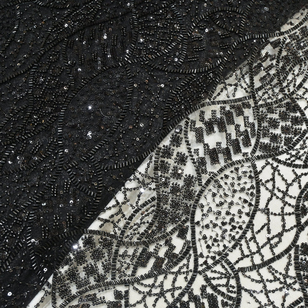 Imported Net Cutdana With Sequins Handwork Embroidery Fabrics