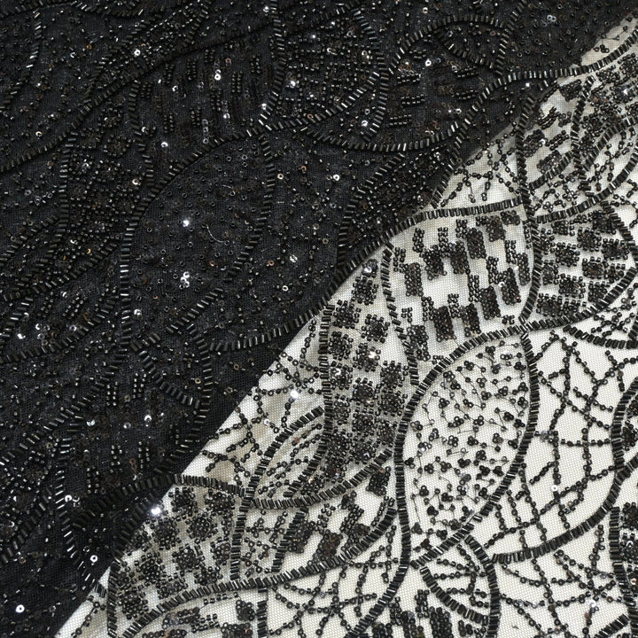 Imported Net Cutdana With Sequins Handwork Embroidery Fabrics