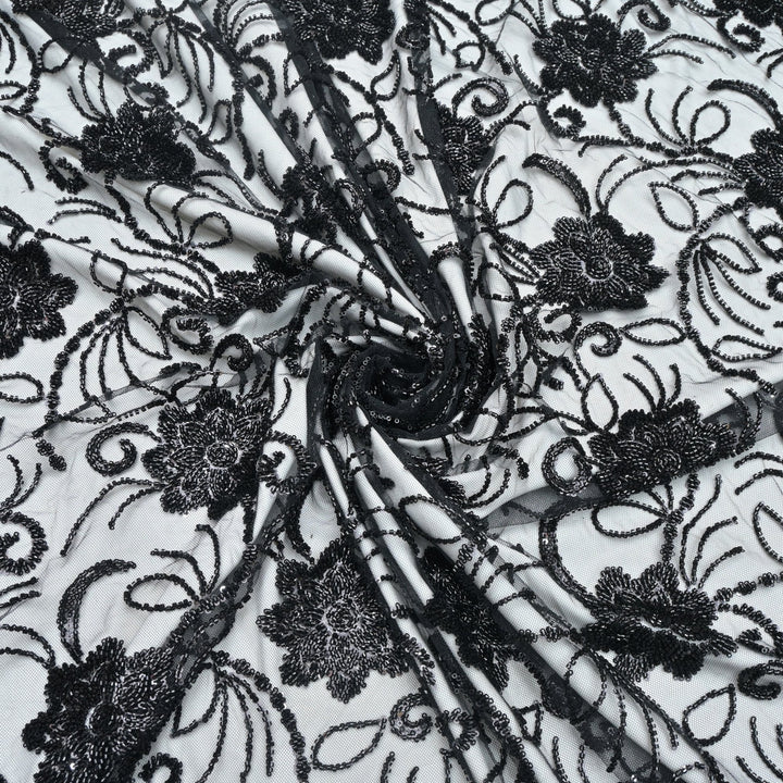 Imported Net Cutdana With Sequins Handwork Embroidery Fabrics