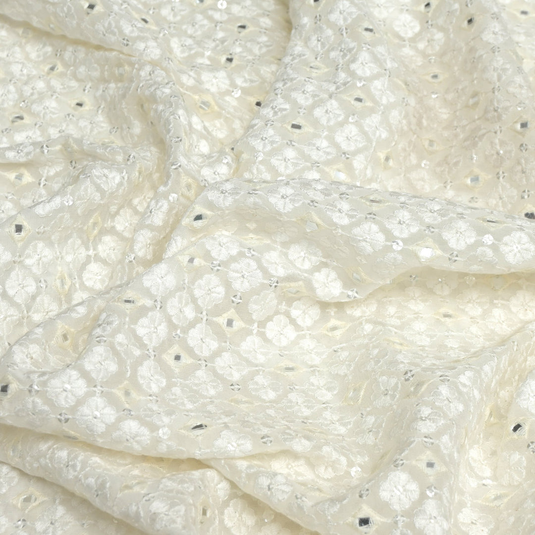 Viscose Georgette Mirror Sequins Embroidery Fabrics