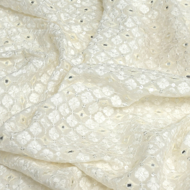 Viscose Georgette Mirror Sequins Embroidery Fabrics