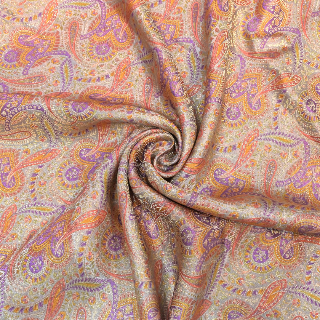 Gajji Satin Position Print Zari Jacquard Fabrics