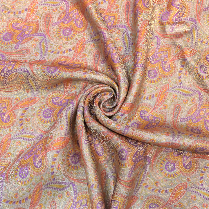 Gajji Satin Position Print Zari Jacquard Fabrics