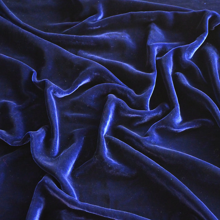 Lapis Blue Color Plain Pure Silk Velvet Fabrics