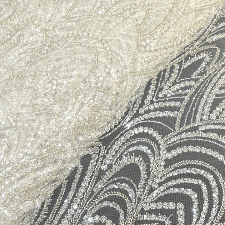 Imported Net Cutdana With Sequins Handwork Embroidery Fabrics