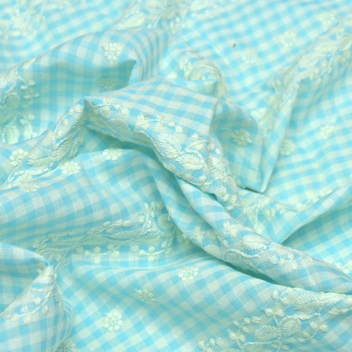Cotton Checks Chikan Buti Fabrics