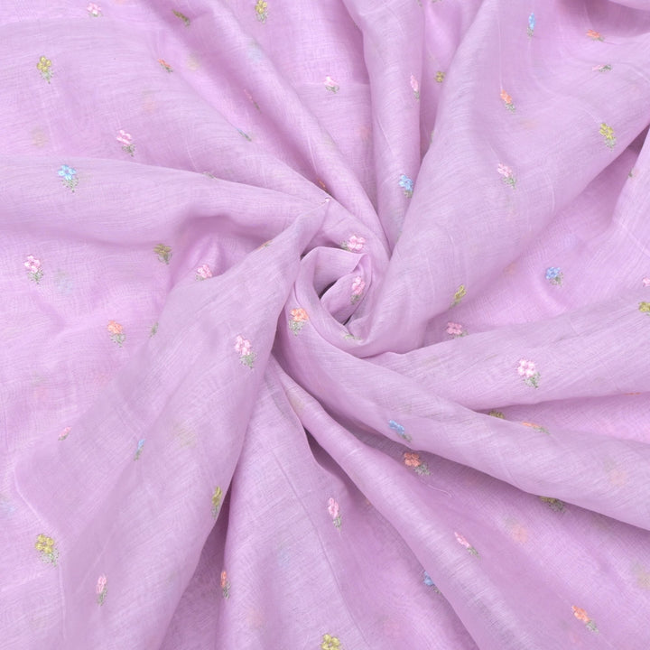Cotton Chanderi Multi Thread Buti Embroidery Fabric
