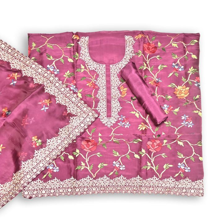 Pure Chiniya Silk Banarasi Zari Work Unstitched Suits Set