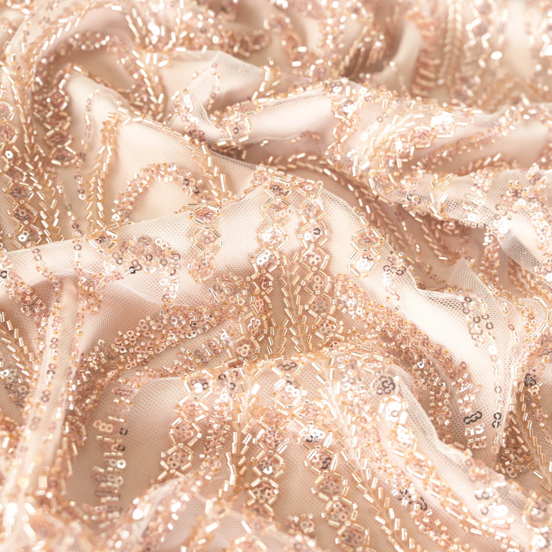 Baby Pink Imported Net Fabric with allover Zari & Cutdana Embroidery